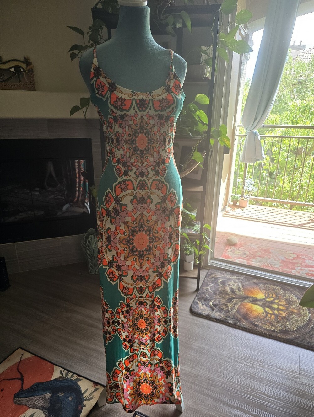 Green Floral-Print Maxi Dress - Sleeveless Summer Slip